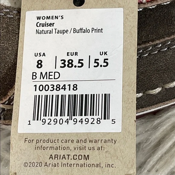 ARIAT BUFFALO PRINT CASUAL VAMP CRUISER SHOES SLIP ON- MOC TOE Size 8 NEW - Picture 11 of 12